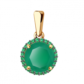 Золотая подвеска Александра п1018-12ск-з с фианитом и агатом п1018-12ск-з фото