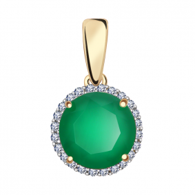 Золотая подвеска Александра п1018-12ск с фианитом и агатом п1018-12ск фото