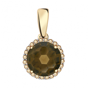 Золотая подвеска Александра п1018-4ск-ш с фианитом и раухтопазом п1018-4ск-ш фото