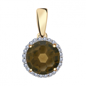 Золотая подвеска Александра п1018-4ск с фианитом и раухтопазом п1018-4ск фото