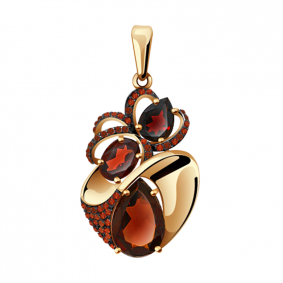 Золотая подвеска Александра п1044-2ск-к с фианитом и гранатом п1044-2ск-к фото