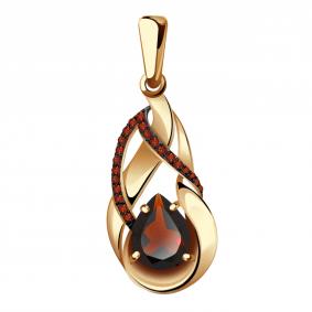 Золотая подвеска Александра п1054-2ск-к с фианитом и гранатом п1054-2ск-к фото