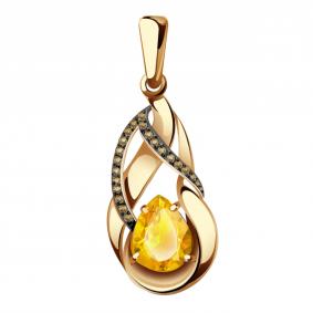 Золотая подвеска Александра п1054-6ск-ш с фианитом и цитрином п1054-6ск-ш фото