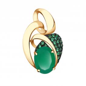 Золотая подвеска Александра п1062-12ск-з с фианитом и агатом п1062-12ск-з фото