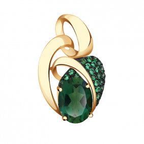 Золотая подвеска Александра п1062-26ск-з с фианитом и турмалином п1062-26ск-з фото