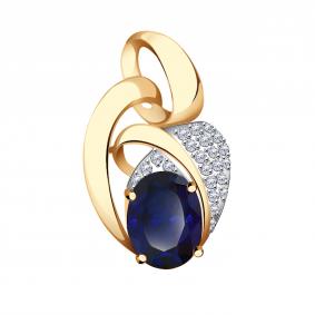 Золотая подвеска Александра п1062-27ск с фианитом и сапфировым корундом п1062-27ск фото