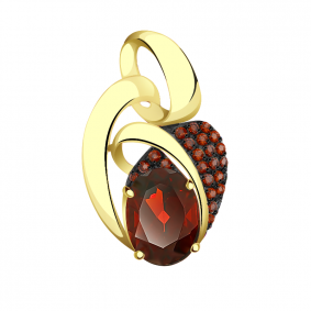 Подвеска из лимонного золота Александра п1062-2сл-к с фианитом и гранатом п1062-2сл-к фото