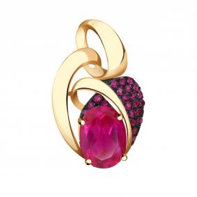 Золотая подвеска Александра п1062-30ск-р с фианитом и рубиновым корундом п1062-30ск-р фото