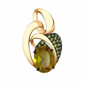 Золотая подвеска Александра с ситаллом цвета Султанит и фианитом п1062-48ск-са п1062-48ск-са фото