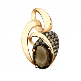 Золотая подвеска Александра п1062-4ск-ш с фианитом и раухтопазом п1062-4ск-ш фото