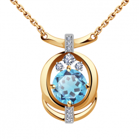 Золотое колье Александра п1064-78ск с топазом и фианитом п1064-78ск фото