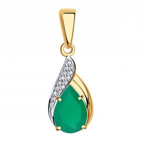 Золотая подвеска Александра п1069-12ск с фианитом и агатом п1069-12ск фото