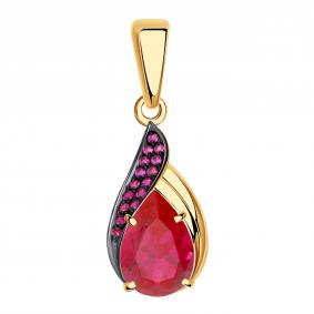 Золотая подвеска Александра п1069-30ск-р с фианитом и рубиновым корундом п1069-30ск-р фото