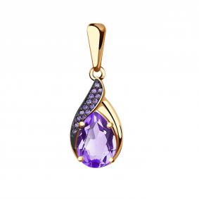 Золотая подвеска Александра п1069-3ск-си с фианитом и аметистом п1069-3ск-си фото