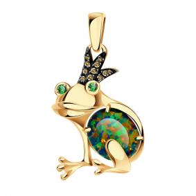 Золотая подвеска Александра п1074-15ск-ш с фианитом и опалом п1074-15ск-ш фото