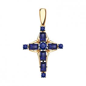 Золотая подвеска Александра п1162-27ск с фианитом и сапфировым корундом п1162-27ск фото