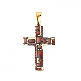 Золотая подвеска Александра п1163-2ск-к с фианитом и гранатом п1163-2ск-к фото