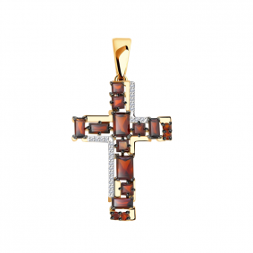 Золотая подвеска Александра п1163-2ск с фианитом и гранатом п1163-2ск фото