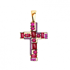 Золотая подвеска Александра п1163-30ск-р с фианитом и рубиновым корундом п1163-30ск-р фото