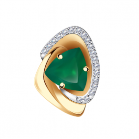 Золотая подвеска Александра п1184-12ск с фианитом и агатом п1184-12ск фото