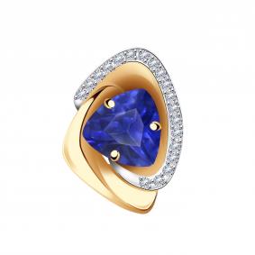 Золотая подвеска Александра п1184-27ск с фианитом и сапфировым корундом п1184-27ск фото