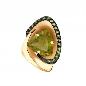 Золотая подвеска Александра с ситаллом цвета Султанит и фианитом п1184-48ск-са п1184-48ск-са фото