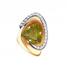 Золотая подвеска  Александра с ситаллом цвета Султанит и фианитом п1184-48ск п1184-48ск фото