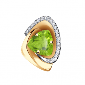 Золотая подвеска Александра п1184-5-ск с фианитом и хризолитом п1184-5-ск фото