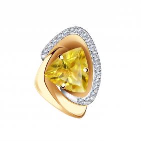 Золотая подвеска Александра п1184-6ск с фианитом и цитрином п1184-6ск фото