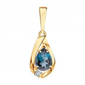 Золотая подвеска Александра п1185-28ск с фианитом и Лондон топазом п1185-28ск фото