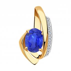 Золотая подвеска Александра п1186-27ск с фианитом и сапфировым корундом п1186-27ск фото