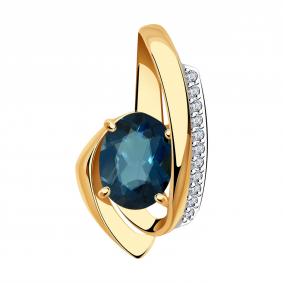 Золотая подвеска Александра п1186-28ск с фианитом и Лондон топазом п1186-28ск фото