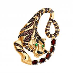 Золотая брошь-подвеска Александра с гранатом и фианитом п1239-2ск-зчр п1239-2ск-зчр фото