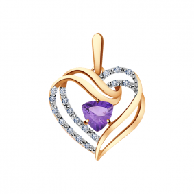 Золотая подвеска Александра п523-3ск с фианитом и аметистом п523-3ск фото