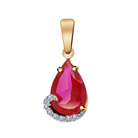 Золотая подвеска Александра п526-30ск с фианитом и рубиновым корундом п526-30ск фото