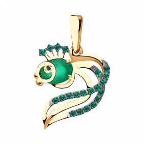 Золотая подвеска Александра п535-12ск-з с фианитом и агатом п535-12ск-з фото