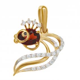 Золотая подвеска Александра п535-2ск с фианитом и гранатом п535-2ск фото