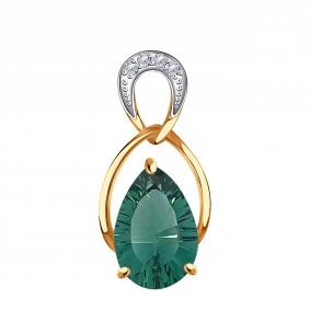 Золотая подвеска Александра п554-26ск с фианитом и турмалином п554-26ск фото