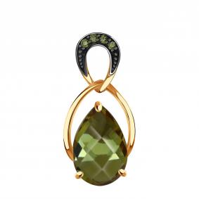 Золотая подвеска Александра п554-48ск-са с фианитом и султанитом п554-48ск-са фото