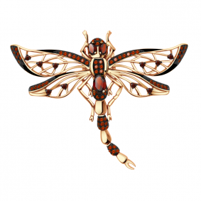 Золотая подвеска-брошь Александра с фианитом и гранатом п739-2ск-к п739-2ск-к фото