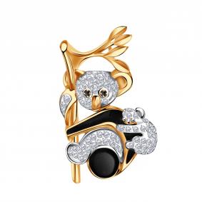 Золотая подвеска Александра п847ск-ч с фианитом и эмалью п847ск-ч фото