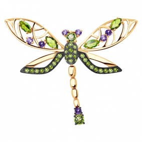 Золотая подвеска Александра п856-48ск с фианитом и султанитом п856-48ск фото