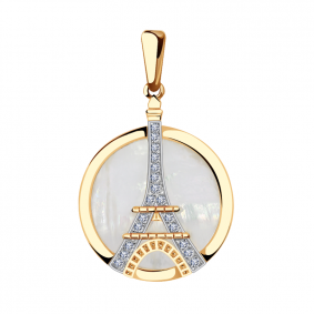 Золотая подвеска Александра п865-10ск с фианитом и перламутром п865-10ск фото