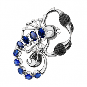 Подвеска из белого золота Александра п914-27сб с фианитом и гидротермальным сапфиром п914-27сб фото