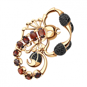 Золотая подвеска Александра п914-2ск-ч с фианитом и гранатом п914-2ск-ч фото