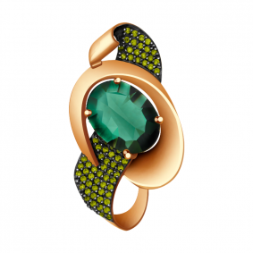 Золотая подвеска Александра п933-26с с фианитом и турмалином п933-26с фото