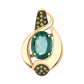 Золотая подвеска Александра п944-26ск с фианитом и турмалином п944-26ск фото