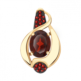 Золотая подвеска Александра п944-2ск-к с фианитом и гранатом п944-2ск-к фото