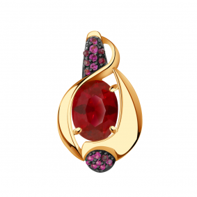 Золотая подвеска Александра п944-30ск-р с фианитом и рубиновым корундом п944-30ск-р фото