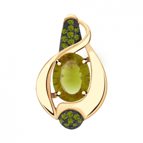 Золотая подвеска Александра п944-48ск-са с фианитом и султанитом п944-48ск-са фото